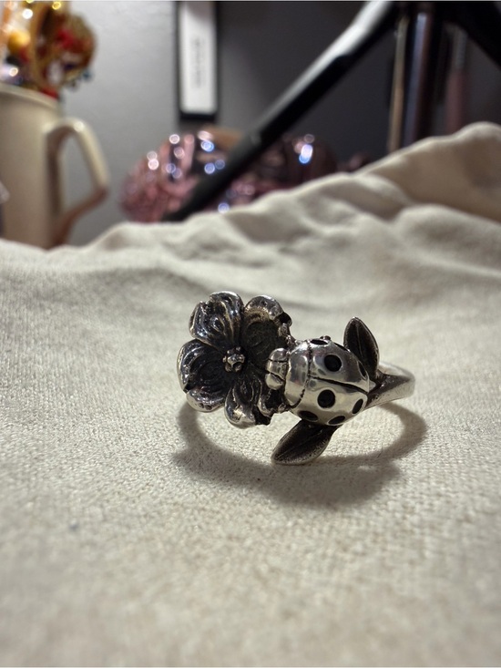 James Avery Jewelry - Retired dogwood flower & ladybug ring.